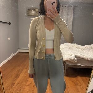 Beige / Tan Cardigan with Gold Buttons